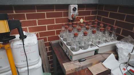 Liquids-being-shaken-on-a-shaker-table-in-a-laboratory