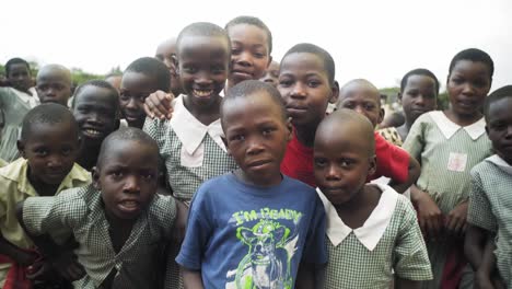 Group-of-excited-African-children-looking-at-the-camera