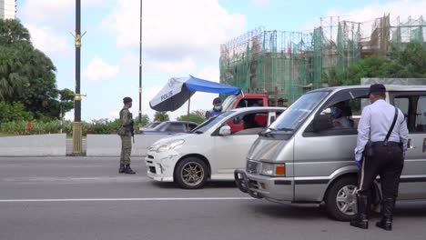 Side-View-of-a-Corona-Virus-Covid-19-Checkpoint-Roadblock-in-Malaysia