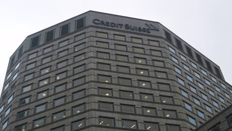 Looking-up-Medium-Shot-of-Credit-Suisse-Headquarters-in-Canary-Wharf-London