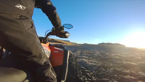 Landscape-view-on-a-quad-bike,-on-a-off-road-track-in-the-icelandic-nature,-on-a-bright-sunny-day