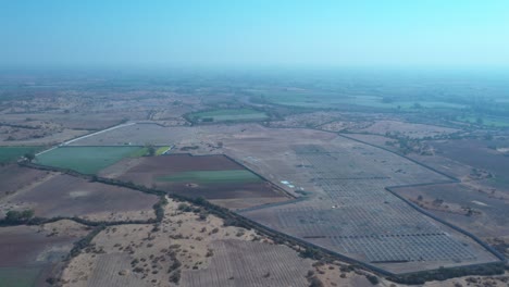 Aerial-view-of-large-sustainable-electrical-power-plant-with-rows-of-solar-photovoltaic-panels-for-producing-clean-electric-energy