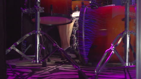 Drummer's-Foot-on-Kick-Drum-Peddle-and-Hitting-Kick-Drum