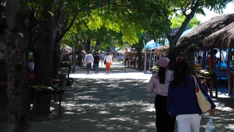 People-visiting-local-fish,-fruit-and-vegetable-market-at-Beloi-on-Atauro-Island-in-Timor-Leste,-Southeast-Asia