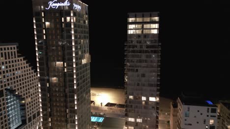 A-renewed-exterior-view-of-the-famous-Beit-Opera-Tower-and-the-surrounding-buildings-from-Tel-Aviv-Beach