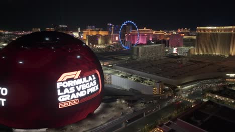 August-2023---4K-aerial-of-the-Sphere-in-Las-Vegas,-Nevada,-USA