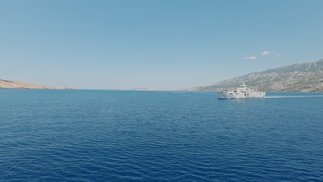 Pag,-Croatia---Jul-09-2023:-The-Jadrolinija-ferry-crosses-the-Velebit-Channel-from-Zigljen-to-the-port-of-Prizna