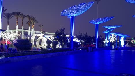 Pan-shot-of-Soho-square-in-evening-right-after-sunset