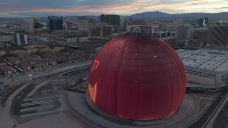 August-2023---4K-aerial-of-the-Sphere-in-Las-Vegas,-Nevada,-USA