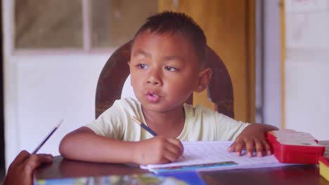 Boy-studying-with-his-mom-at-home