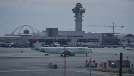 Viva-Air-Colombia-in-Los-Angeles-airport,-LAX,-California,-airfield