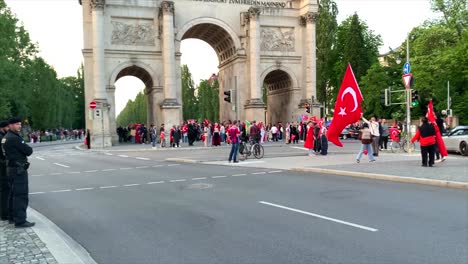 Celebration-as-Erdogan-wins-Turkey's-run-off-election-in-Munich,-Germany