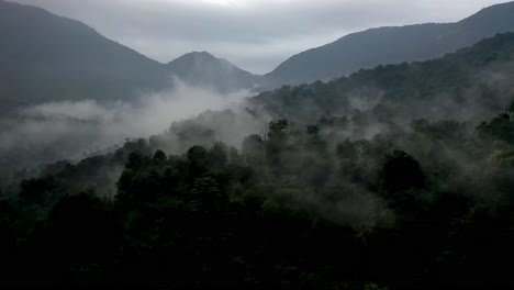 Aerial-drone-view-The-drone-camera-is-moving-towards-the-front-where-there-are-many-hilltops