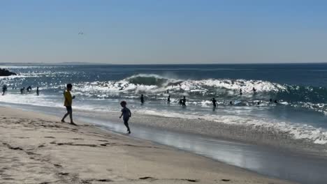 HD-Aufnahmen-Von-Menschen,-Die-An-Einem-Schönen-Sonnigen-Tag-Am-Strand-Spielen