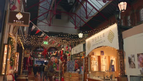 Tilt-shot-of-George's-street-arcade-local-shopping-area-in-Dublin,-Ireland