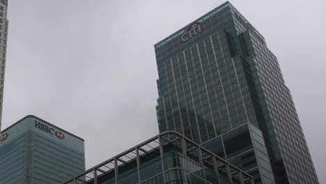 Plano-General-De-La-Sede-De-Citi-Y-HSBC-En-Canary-Wharf,-Londres,-Gran-Bretaña.