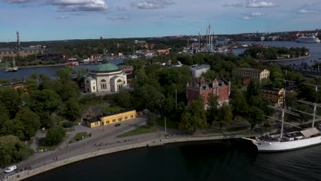 Drohnenaufnahmen-Der-Eric-Ericsonhallen,-Einer-Konzerthalle-In-Stockholm,-Schweden