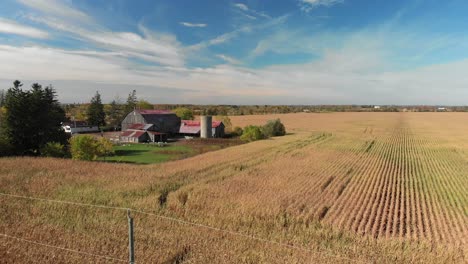 Pintoresca-Granja-Canadiense-Hermoso-Cielo-Principios-Del-Otoño