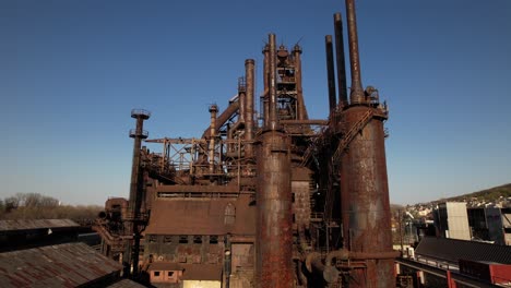 An-aerial-view-of-the-Bethlehem-Steel-stacks-during-the-day