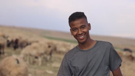 Bedouin-Sheep-Herder-And-Herd,-Israel