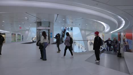 People-And-Commuters-Walking-Through-World-Trade-Centre-Station-In-New-York