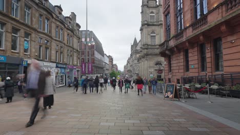 Lapso-De-Tiempo-Del-Centro-De-La-Calle-Buchanan-En-Glasgow-Mientras-La-Gente-Pasa