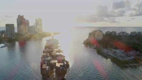 Cargo-Ship---Drone-Aerial---Miami,-Florida