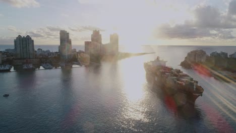 Cargo-Ship---Drone-Aerial---Miami,-Florida