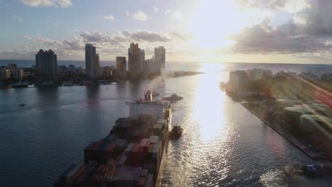 Cargo-Ship---Drone-Aerial---Miami,-Florida