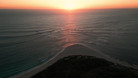 drone-shot-over-the-box-at-sunset,-world-known-surf-spot-in-Margaret-river,-western-australia