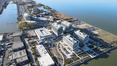 Captivating-360Â°-drone-footage-presenting-a-bird's-eye-view-of-Meta-Reality-Labs-against-the-vibrant-cityscape