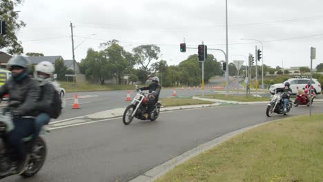 Bikers-with-decorated-bikes-for-sick-kids-annual-motorbike-Toy-Run-for-children-in-need-to-raise-funds-and-toys-for-Christmas,-in-Newcastle,-NSW,-Australia