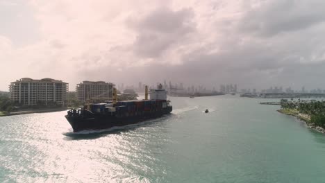 Cargo-Ship---Drone-Aerial---Miami,-Florida