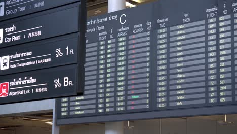 Bordfahrplan-Im-Terminal-Für-Reiseinformationen-Am-Flughafen-Bangkok-Suvarnabhumi