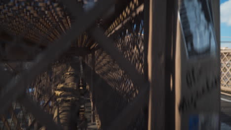 Cyclists-crossing-the-Brooklyn-Bridge-from-Manhattan-to-Brooklyn-Queens---Crane-up