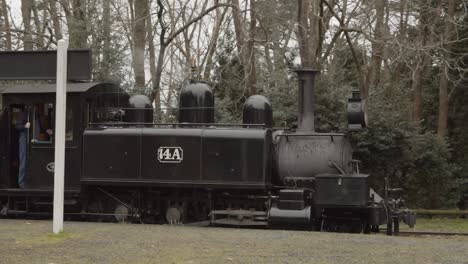 Historic-'Puffing-Billy'-steam-train-releasing-steam-at-Gembrook-Station