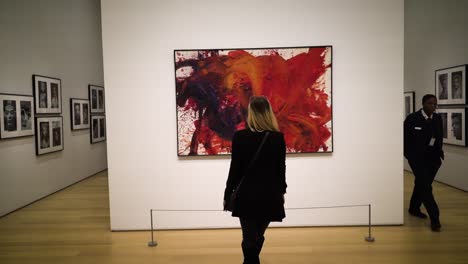 The-woman-is-looking-at-the-contemporary-painting-in-the-Chicago-Art-Institute