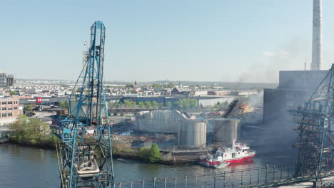 Aerial-approaching-the-still-burning-sugar-factory