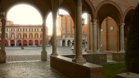 View-of-Piazza-Saffi-Square-from-Abbey-San-Mercurial,-Forli,-Italy_4K