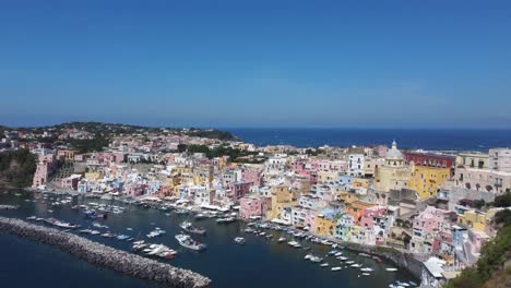 Panoramic-shot-of-Corriccella-village-in-Procida-island