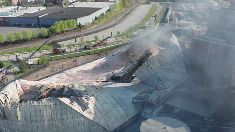 Aerial-panning-across-the-burning-sugar-storage-facility-in-Baltimore