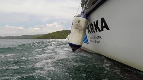 Low-Angle-of-Boat-Hull-for-Passengers-in-Krka-National-Park