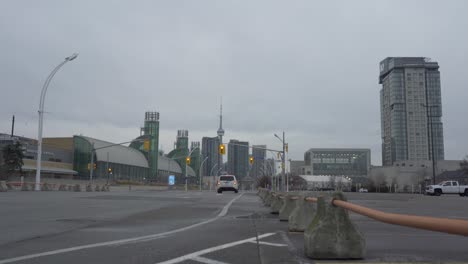 Cars-Driving-At-Exhibition-Place-In-Downtown-Toronto