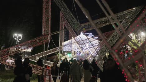 Crowded-People-Sightseeing-At-The-Glittering-Park-With-Display-Lights-In-Galati-National-Day-In-Romania