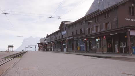 Kleine-Scheidegg-Railway-Station-At-Mountain-Pass,-Bernese-Oberland,-Switzerland