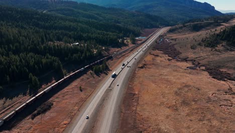 Drone-aerial-view-flying-over-a-BSNF-Railway-Train