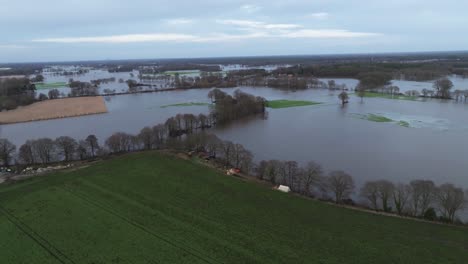 Inundaciones-En-El-Estado-Alemán-De-Baja-Sajonia,-Río-Ems,-Geeste,-Lingen