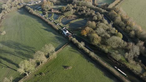 Foxton-Locks-Kanaltreppe-Herbst-Leicestershire-Vereinigtes-Königreich-Luftlandschaft