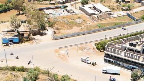 Birdseye-aerial-view-of-Loitokitok-kenya,-shanty-poor-neighborhood-of-Nairobi-suburbs,-Kenya