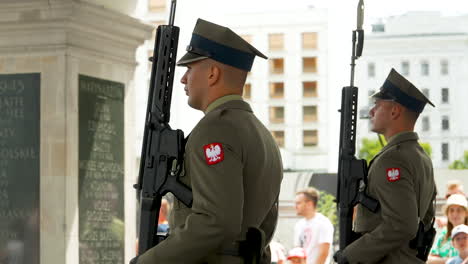 Guardias-Militares-De-Pie-Junto-A-Un-Monumento---Tumba-Del-Soldado-Desconocido